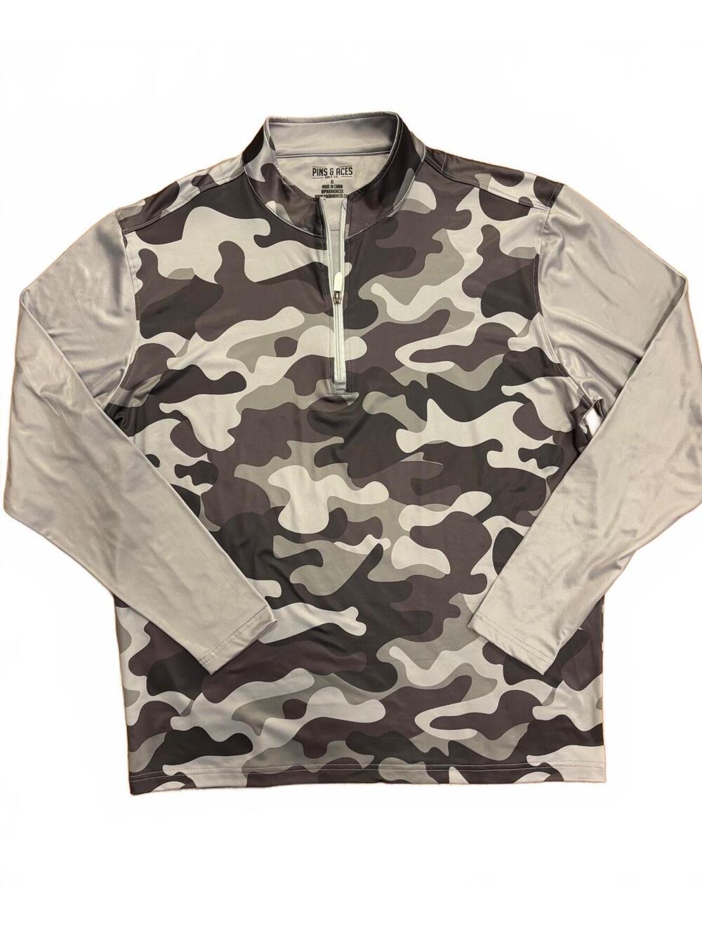 Pins & Aces XL Men's Long Sleeve Golf Pullover Half Zip Camo Print